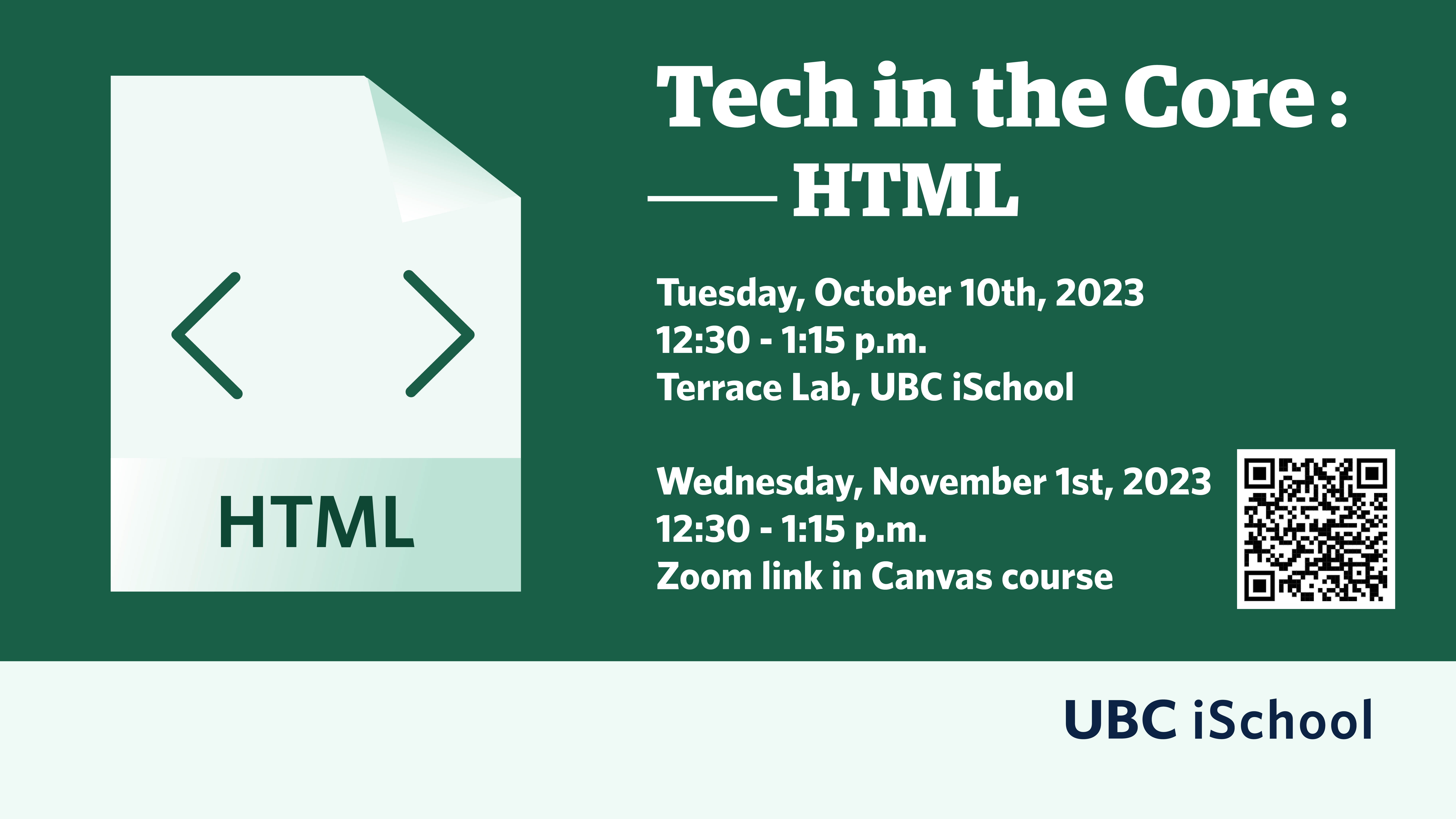 Poster advertising the HTML workshop.